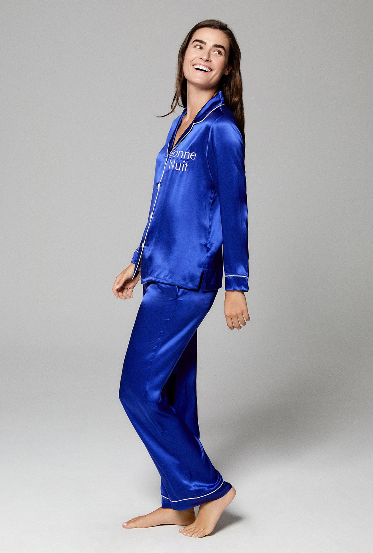 Blueberry Long Sleeve Classic Washable Silk PJ Set - Bedhead Pajamas