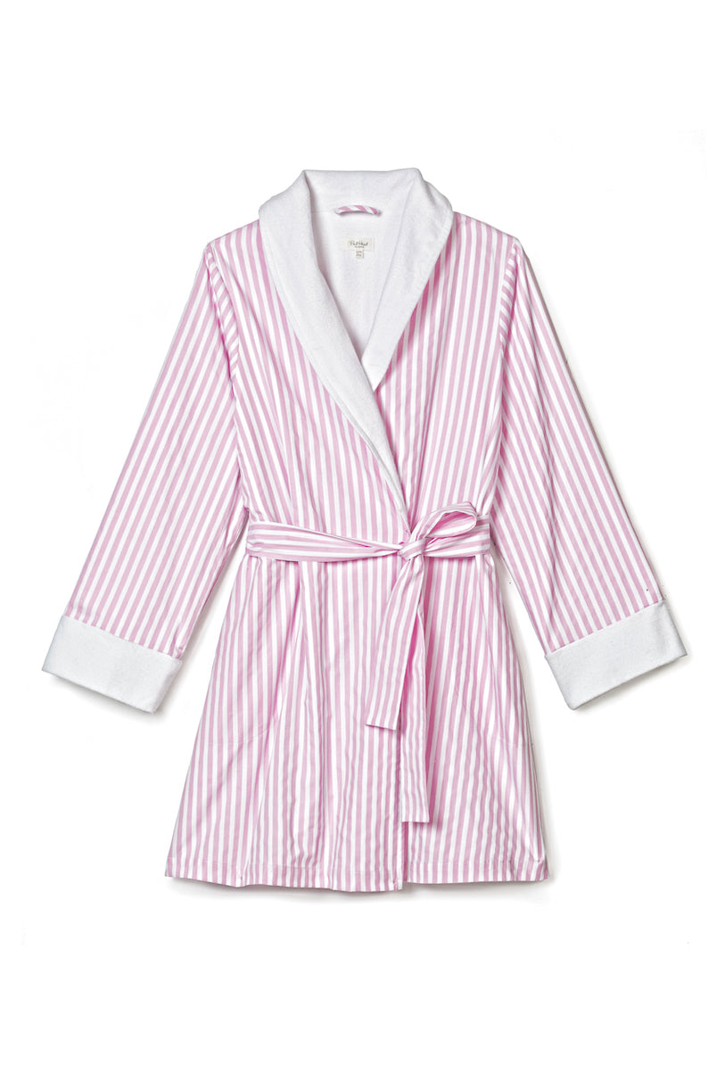 Pink 3D Stripe French Terry Lined Robe