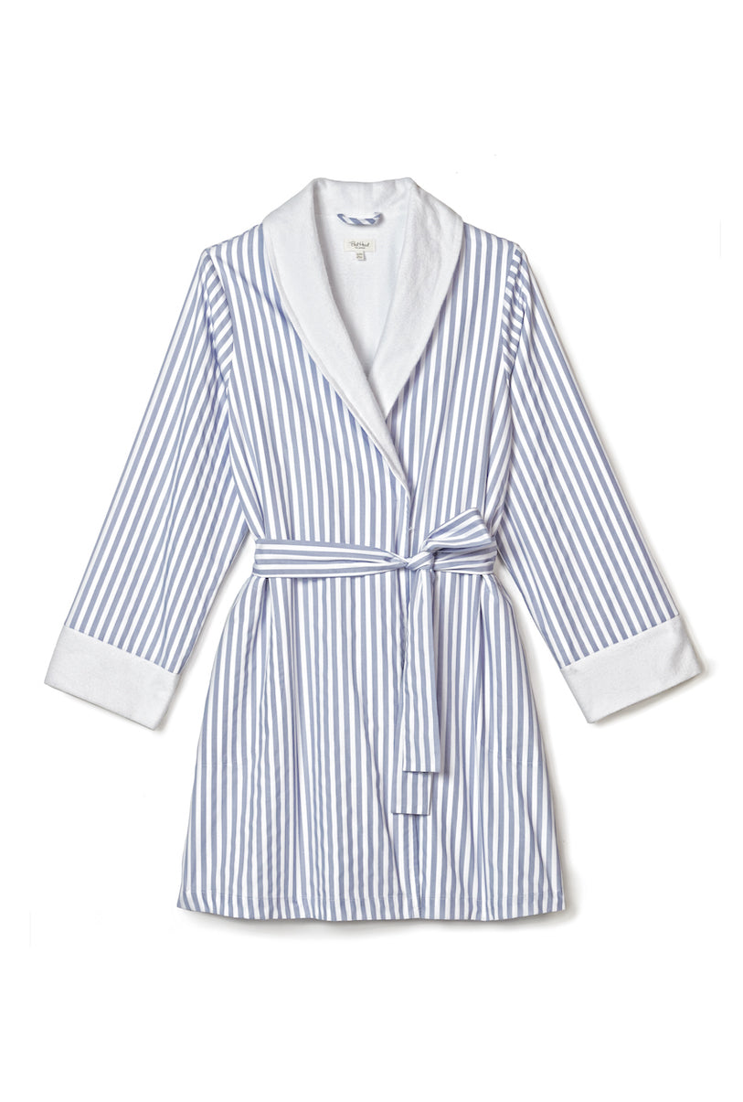 Blue 3D Stripe French Terry Lined Robe
